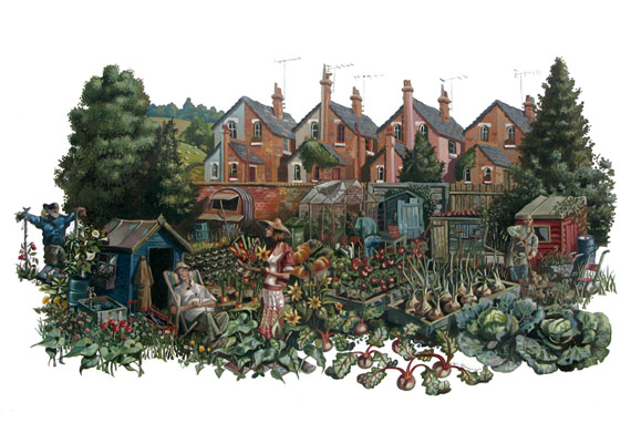 Oil Painting of an Allotment
