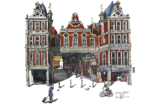 Watercolour painting of Leadenhall Market