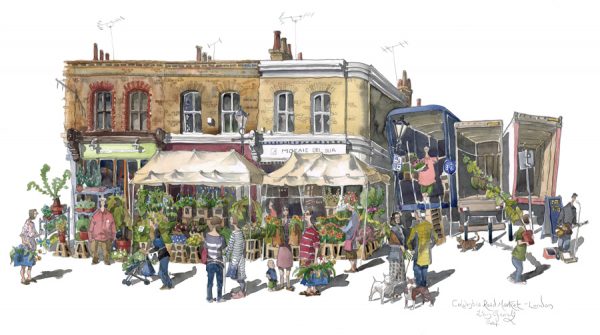 Painting of Columbia Road Market