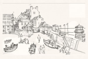 A drawing of St Ives, Cornwall