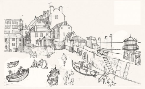 A drawing of St Ives, Cornwall