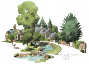 a painting of Lower slaughter