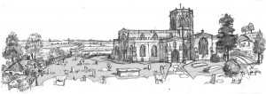 A drawing of North Curry Church