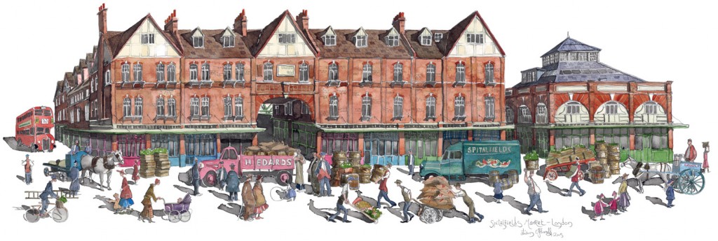 A painting of Spitalfields Market