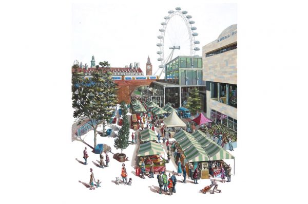 A painting of the Real Food Market London