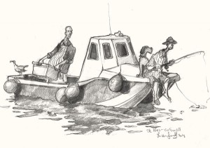 A drawing of fishermen