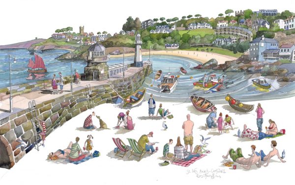 st ives beach painting