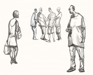A drawing of People in Soho