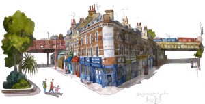 A painting of Dalston Lane London