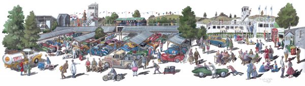 A painting of Goodwood Revival festival