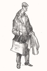 Drawing of old man at Goodwood Revival