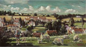 Pilton village Somerset Painting