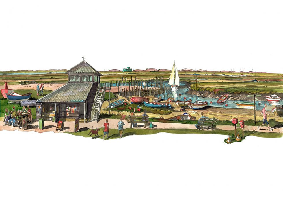 Print of painting of Morston and Blakeney Point