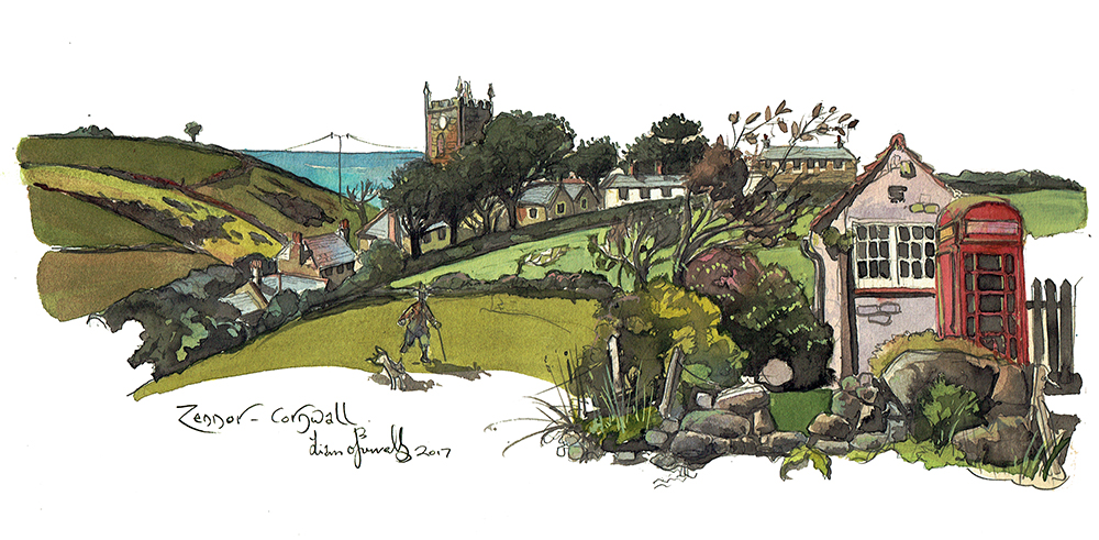 A painting of Zennor in Cornwall