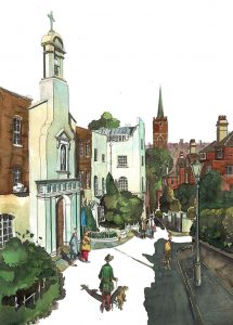 Painting of Holly Walk, Hampstead London