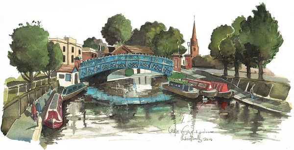 A painting of Little Venice Maida Vale, London