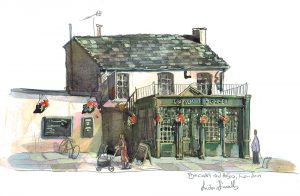 Painting of Coach and Horses pub Barnes