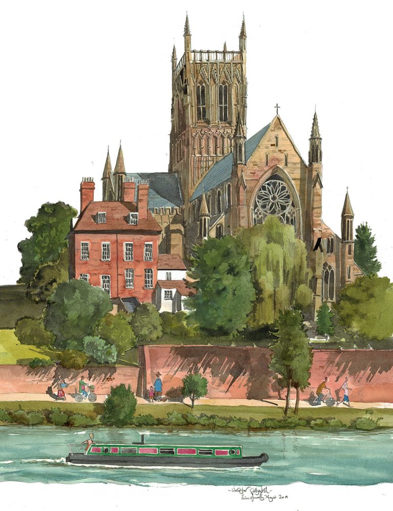 A painting of Worcester Cathedral