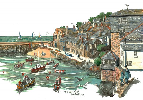 A painting of Mousehole Cornwall