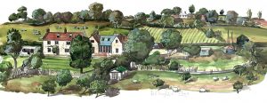 An initial painting 2 of Pilton Somerset