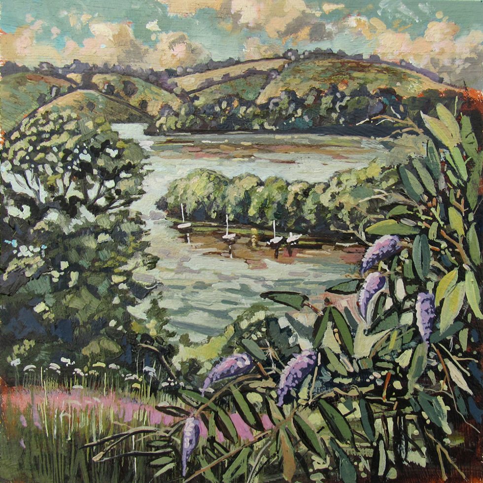 painting of A view Dittisham Devon