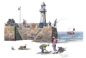 Smeatons Pier in St Ive's Painting