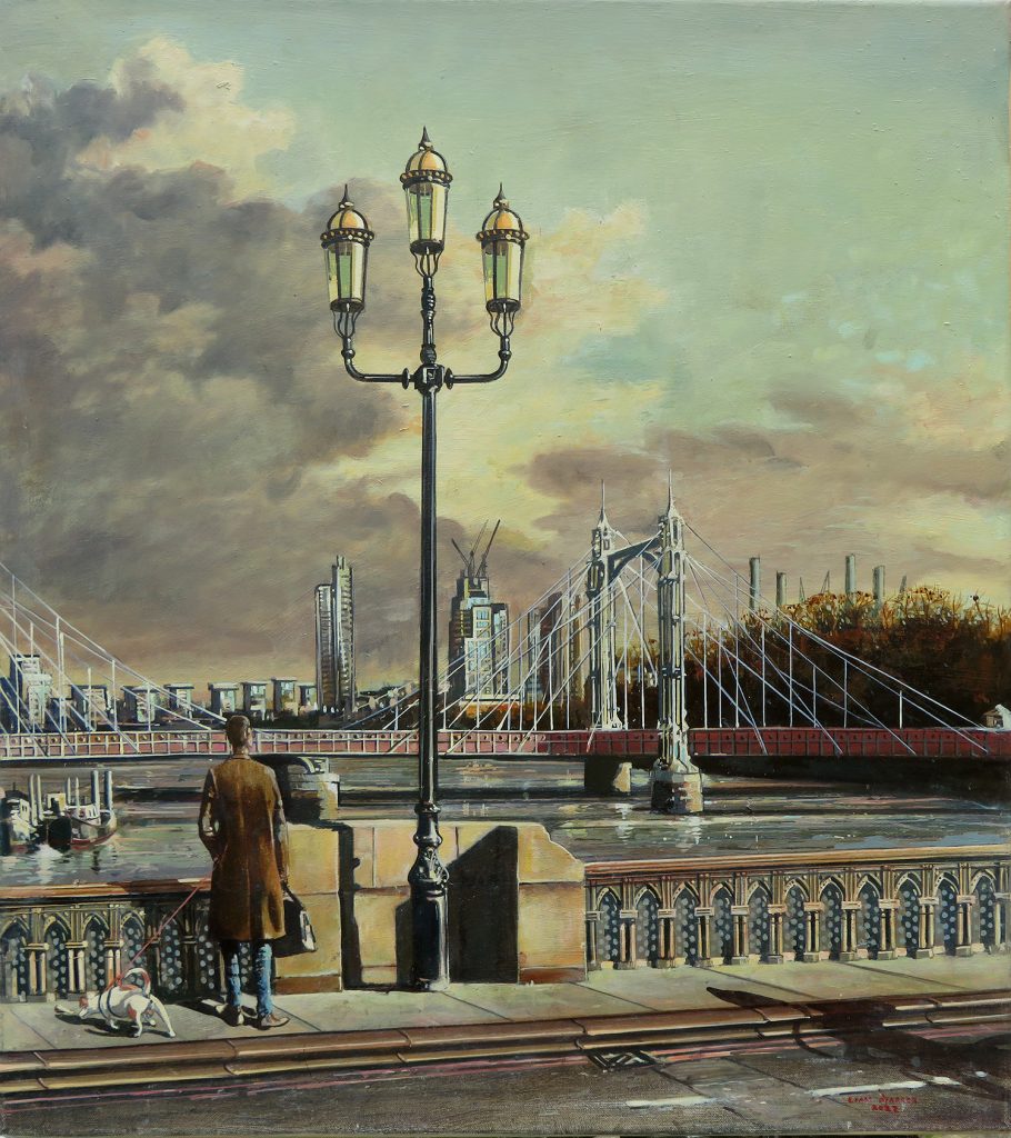 A painting Albert Bridge from Battersea Bridge