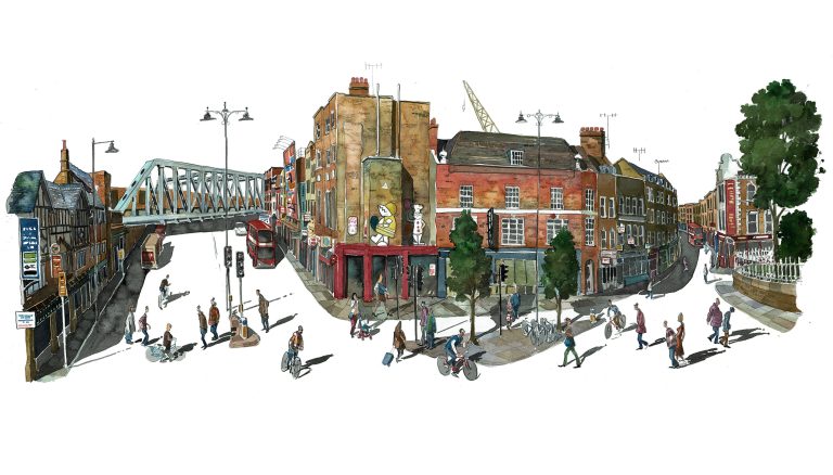 Painting of Shoreditch High Street