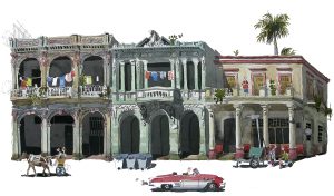 Painting of a street in Havana