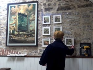 Hanging the Liam OFarrell painting exhibition