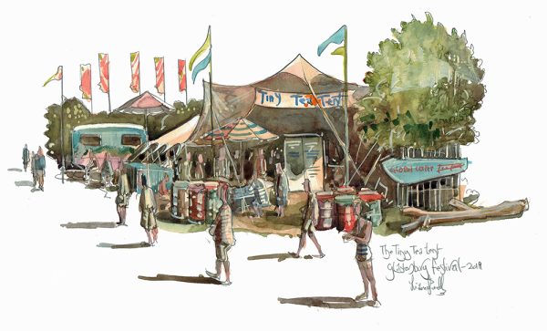 A painting of The Tiney Tea Tent