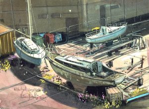 watchet boats watercolour painting