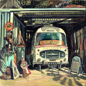 Painting A Bedford bus at rockaway Park