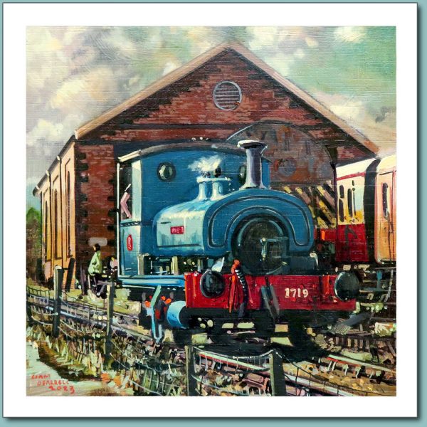 Greetings Card - A painting of a steam train at The East Somerset Railway