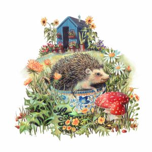 Hedgehog in tea cup
