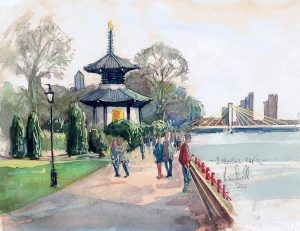 Battersea Park pagoda painting
