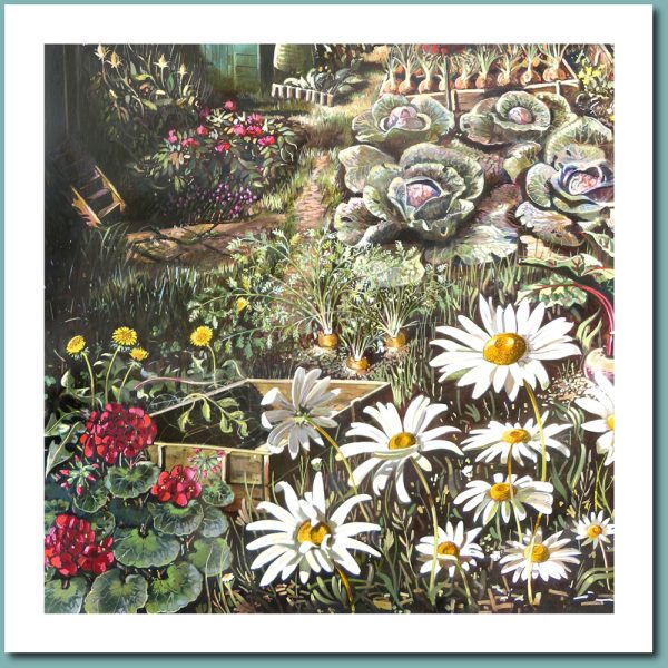 Greetings card - Daisies and veg