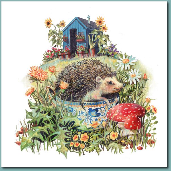 Greetings Card - Hedgehog in a Teacup