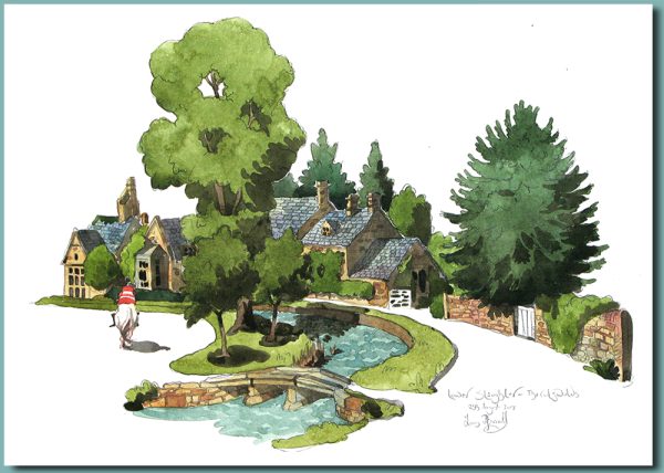 Lower Slaughter in the Cotswolds Greetings card 178mm x 127mm
