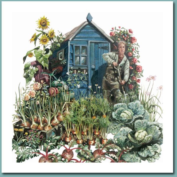 Greetings card - man in allotment
