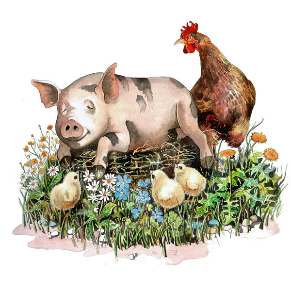 Piglet and Chickens